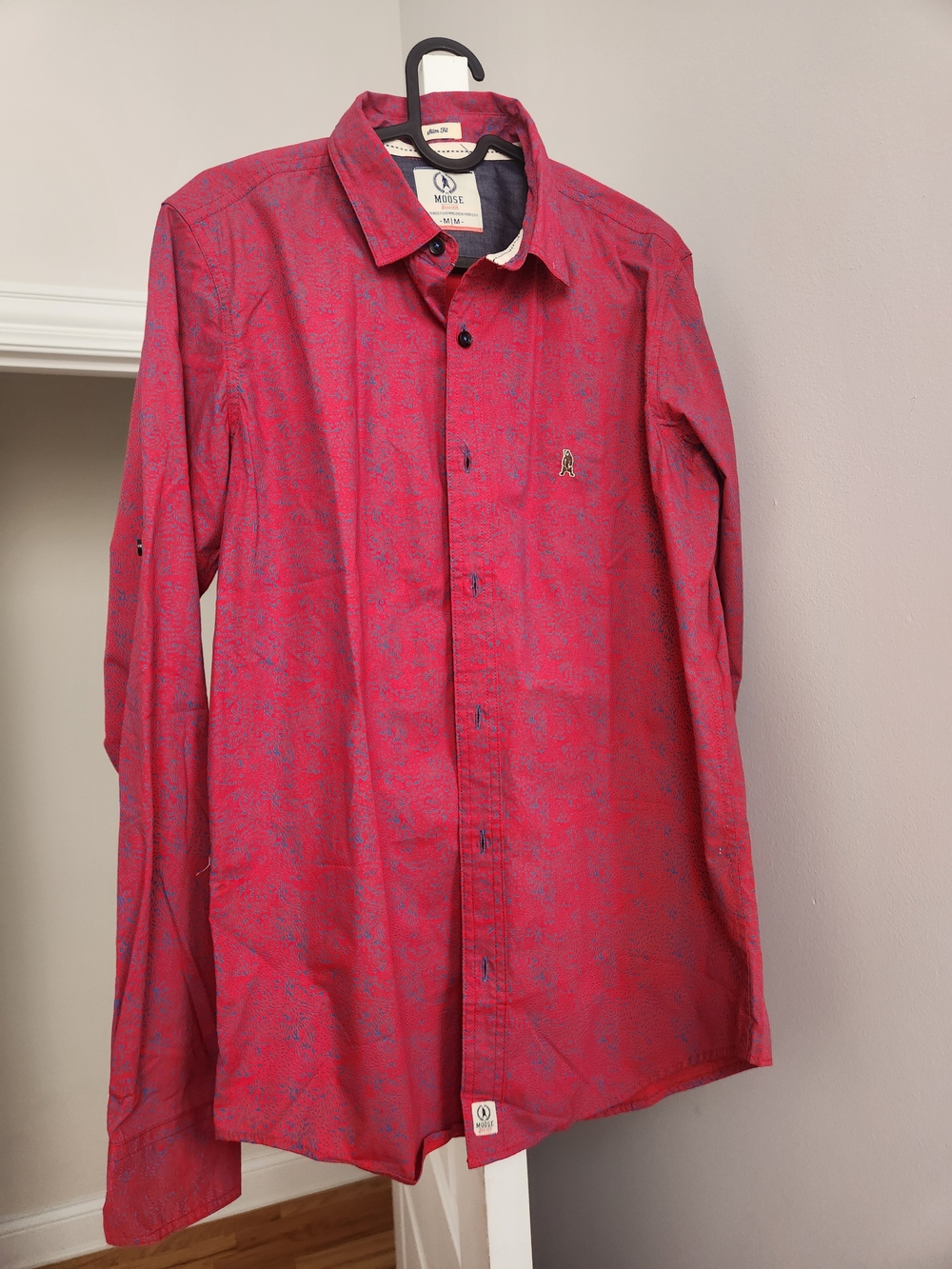 Moose Knuckles Men's Red Patterned Button-Down Shirt